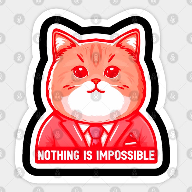 Nothing Is Impossible Cat Sticker by Plushism